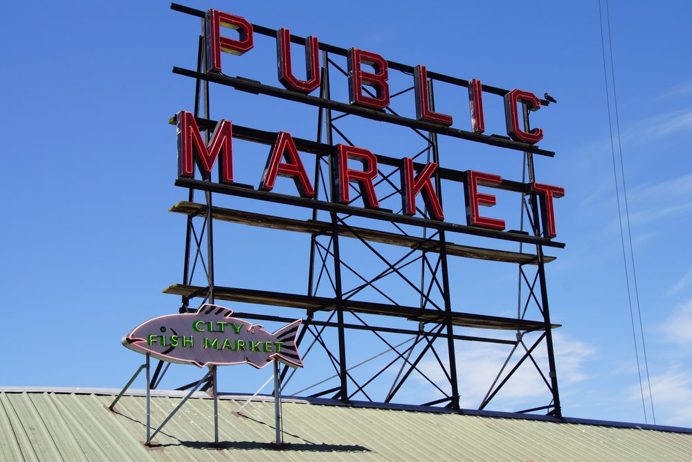 Seattle Washington Pikes Place Public Market Sign