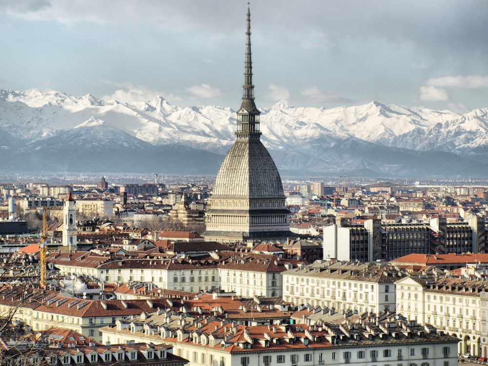 City of Turin (Torino) skyline panorama seen from the hill -